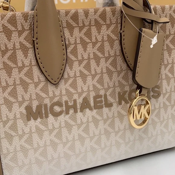 Michael Kors Mirella Extra-Small Ombré Logo Crossbody XBODY ShopperBag Camel NWT - Picture 9 of 16